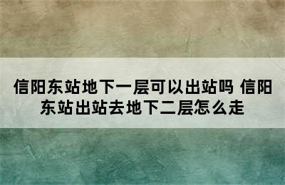 信阳东站地下一层可以出站吗 信阳东站出站去地下二层怎么走